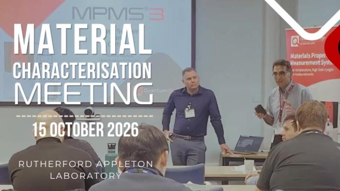Image showing two men standing in a training course advertising QD Materials Characterisation Workshop