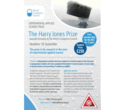 Harry Jones Prie from British Cryogenics Council by 30/09/2025