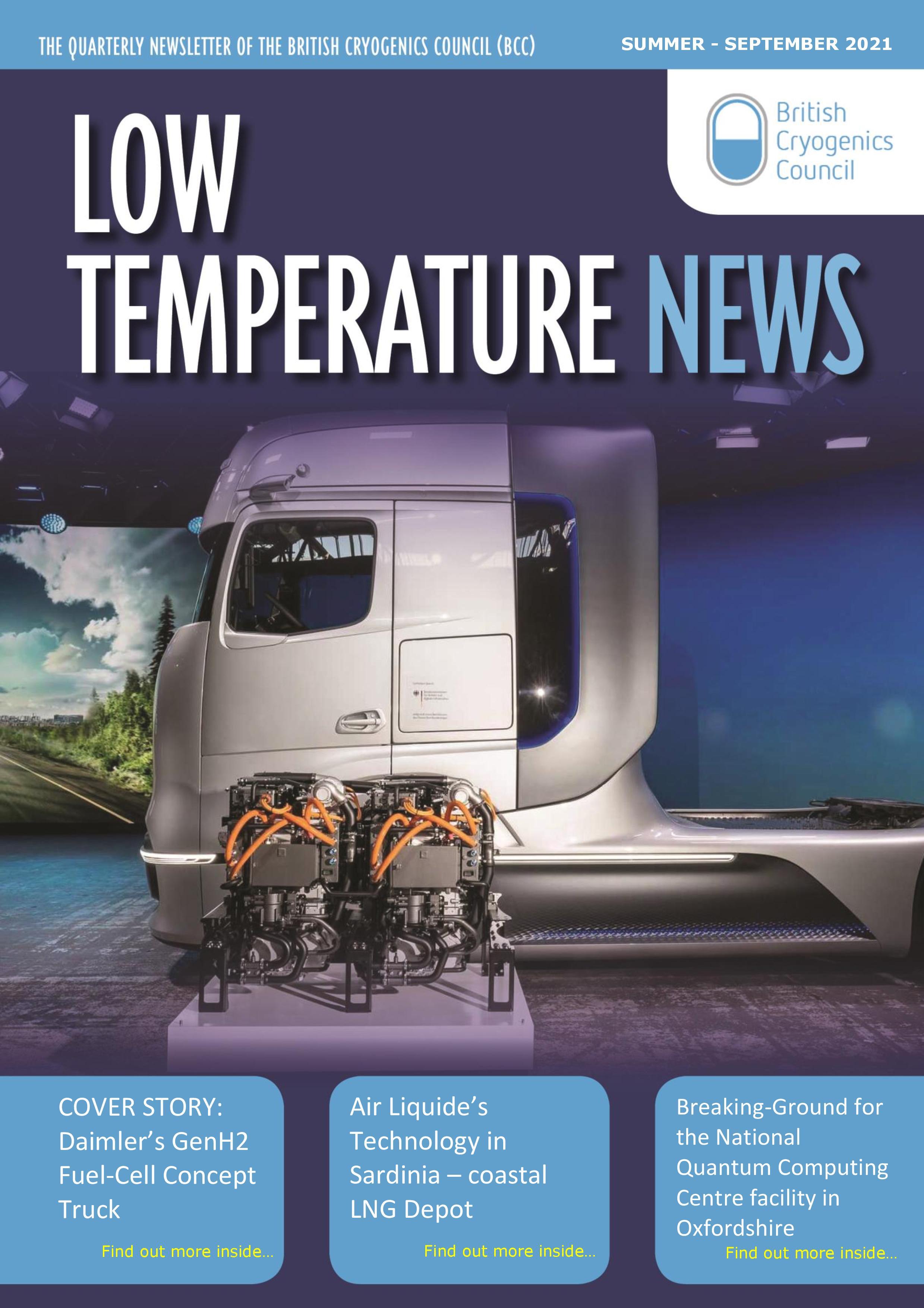 Front cover of Low Temperature News Sep 2021